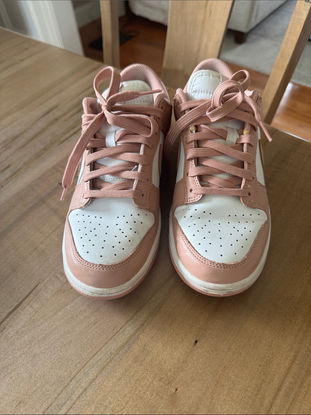 Nike Low Dunk-Blush Pink And White Low-Dunk Sneakers.